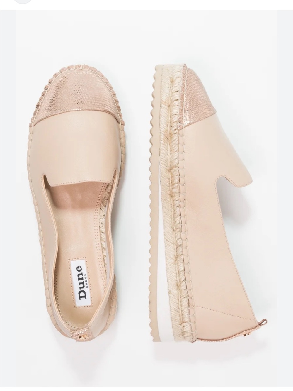 Dune London Nude Leather Espadrille Loafers